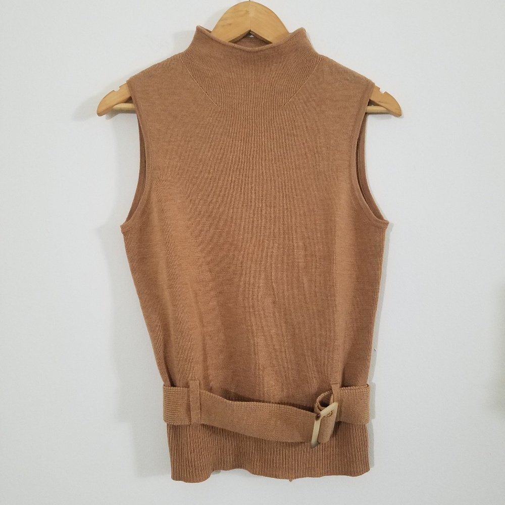 Merino Wool Sleevless Belted Top